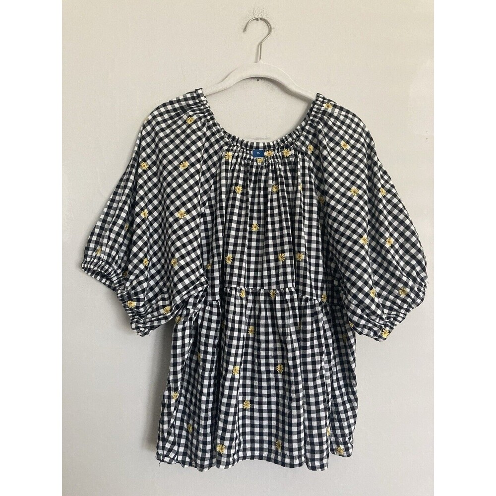 Old Navy Gingham Daisy Floral Top Blouse XL Women’s Cottagecore